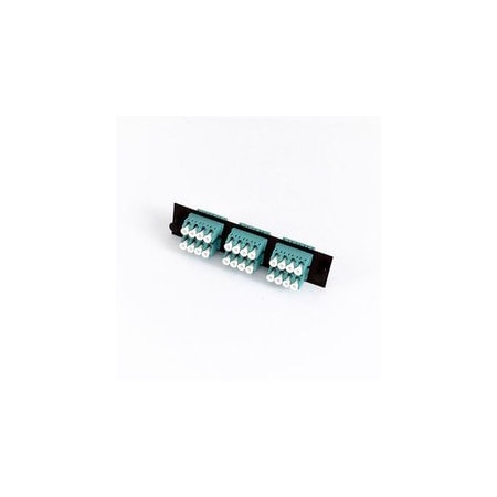Cable Wholesale LGX Compatible Adapter Plate featuring a Bank of 6 Multimode Quad LC Connectors in Aqua for OM3 68F3-22160